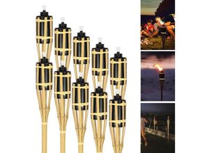 0726506019536 - 10x Fackel Gartenfackel Set Lampen Bambus-Garten-Fackel 90cm Fackeln Deko Fackel - Natur - Tolletour