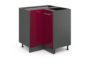 4251421956209 - Eckunterschrank R-Line 82 cm Anthrazit Bordeaux-Rot Hochglanz modern Vicco