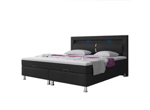 4260465773161 - IHG Boxspringbett Milano 180x200 Bettkasten Kunstleder Schwarz TYP 6 mit integriertem Topper