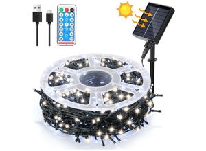 9311835580799 - 30M 300 led Solar Lichterkette IP44 8 Modi Innen Außen WeihnachtenParty Garten Hochzeit Wasserdicht Beleuchtung Deko Kaltweiß - Vingo