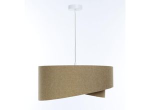 4255596669537 - Hängeleuchte Stoff ø 50 cm rund h max 93 cm Weiß Beige E27 Modern Pendelleuchte