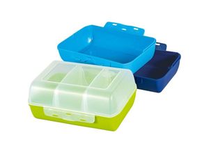 4009049431741 - emsa Brotdose VARIABOLO Clipbox Set Boys 4-teilig farbig Set bestehend aus 4 Halb-Schalen + 2 Trennwänden farbig - 1 Stück (517053)