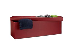 4052025964047 - Faltbare Sitzbank HxBxT 38 x 114 x 38 cm xl Kunstleder Sitztruhe Aufbewahrungsbox mit Stauraum dunkelrot - Relaxdays