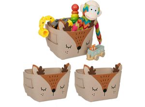 4052025487232 - Relaxdays - 3 x Aufbewahrungskorb Filz Reh-Motiv Filzkorb Kinder faltbar HxBxT 24 x 27 x 18 cm Spielzeugkorb braun 4052025487232 - Relaxdays - 3 x Aufbewahrungskorb Filz Reh-Motiv Filzkorb Kinder faltbar HxBxT 24 x 27 x 18 cm Spielzeugkorb braun