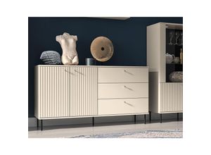 4066075123095 - Lomadox - Sideboard SALOU-131 in kaschmir matt in Rillenoptik mit goldfarbenen Griffen b h t ca 160 85 40 cm - beige