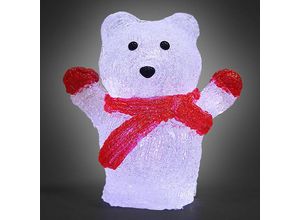 4250525370478 - LED Figur Teddy stehend Acryl 30 x 19 x 115cm rot weiß schwarz braun