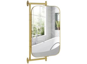 4255633567932 - Badezimmerspiegel 40 x 66 cm schwenkbar Wandspiegel Metallrahmen Gold