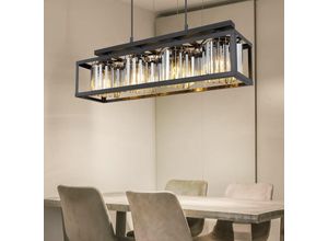 4059157343603 - Etc-shop - Kristall Pendelleuchte Hängelampe Wohnzimmer modern Hängeleuchte Esstisch schwarz 4 flammig Metall Glas 4x E27 Fassungen LxH 68 x 120 cm