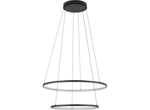 4255596662200 - Hängelampe led Aluminium Metall ø 60 cm rund h max 140 cm Schwarz warmweiß 3000 k 1200 lm Modern