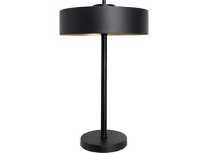 4255596681225 - Tischlampe Echt-Messing Eisen d 30 cm 49 cm hoch in Schwarz matt Gold E14 2-flammig rund