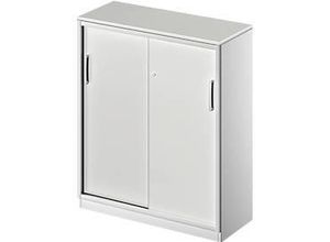 4051273739933 - Genius Schiebetürenschrank TETRIS SOLID 3 OH 2 Fachböden B 1000 mm 19 mm Abdeckplatte lichtgrau weißalu