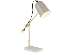 4255596675378 - Licht-erlebnisse - Schreibtischlampe Metall E14 49 cm in Grau Marmor Gold Retro Nachttischleuchte