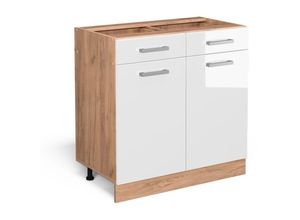 4066731035618 - Schubunterschrank Küchenschrank Küchenzeile R-Line 80 cm Goldkraft Weiß