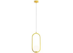 4255596683359 - Licht-erlebnisse - Hängelampe Metall Glas h max 200 cm Gelb Weiß E14 Kugel Schirm Modern 4255596683359 - Licht-erlebnisse - Hängelampe Metall Glas h max 200 cm Gelb Weiß E14 Kugel Schirm Modern