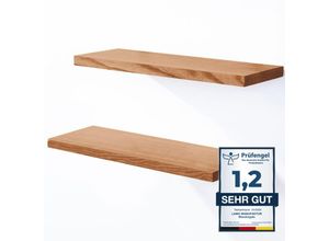 4064755205710 - 2 Stück Wandregal aus Holz mit unsichtbarer Befestigung 2x 42cm Wandregal aus 100 % echtem Holz Hängeregal für Wohnzimmer Schlafzimmer Wandregale