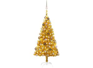 8720286496916 - Bonnevie - Künstlicher WeihnachtsbaumKunstbaum mit LEDs & Kugeln Golden 150 cm pet vidaXL