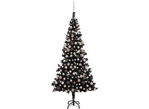 8720286496787 - Bonnevie - Künstlicher WeihnachtsbaumKunstbaum mit LEDs & Kugeln Schwarz 210 cm pvc vidaXL