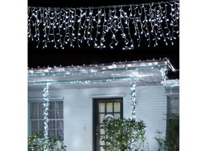 9363092285092 - 20m led Eisregen Lichterkette Außen Innen 600 LEDs Deko led Eiszapfen 8 Modi mit Stecker Weihnachten Party Garten IP44 Kaltweiß - Hengda