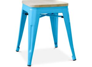 5056667042759 - Privatefloor - Hocker im Industriedesign - Holz & Metall - 45cm - Stylix Turquoise - Holz Stahl - Turquoise