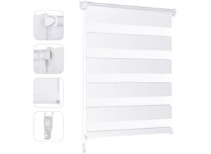 4260707740272 - Sekey - Doppelrollo Klemmfix ohne Bohren für Fenster ohne Bohren Doppelrollo Duo Rollo Jalousie Sonnenschutz Weiß 60x210cm