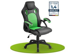 4260565521754 - - Racing Schreibtischstuhl Montreal - ergonomisch höhenverstellbar & gepolstert bis 120 kg - Bürostuhl Drehstuhl pc Gaming Stuhl - grün