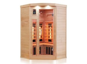 4251575100145 - Dewello - Infrarotkabine Infrarotsauna Lakefield inkl Vollspektrumstrahler für 2-3 Personen - LED-Farblicht - Wärmekabine mit Radio Bluetooth 120