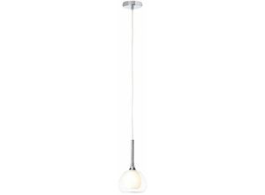 4004353360879 - BRILLIANT Lampe Hadan Pendelleuchte 10cm chrom weiß-transparent 1x D45 E14 40W geeignet für Tropfenlampen (nicht enthalten) In der Höhe einstellbar   Kabel kürzbar