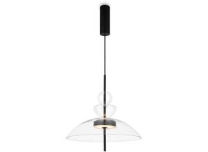 4255596717351 - Licht-erlebnisse - led Pendelleuchte Glas Metall warmweißes Licht 3000 k 1200 lm h max 358 cm Schwarz Modern