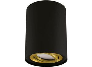 4255596687913 - Licht-erlebnisse - Deckenstrahler Aluminium d 94 cm Aufputz in Schwarz Gold GU10 rund Deckenspot