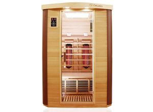 4251575100343 - Dewello - Infrarotkabine Infrarotsauna Toronto inkl Vollspektrumstrahler für 1-2 Personen - LED-Farblicht - Wärmekabine mit Radio Bluetooth 127 cm