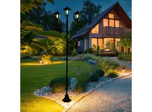 4059157387898 - Gartenlaterne groß für draußen Kandelaber 3 flammig Außen Solar Außenlaterne stehend Outdoor schwarz Eisen Alu LED warmweiß H 194 cm