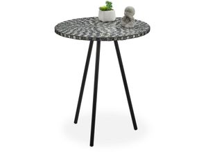 4052025924577 - Beistelltisch Mosaik runder Ziertisch handgefertigtes Unikat Mosaiktisch HxD 50 x 41 cm schwarz-weiß - Relaxdays