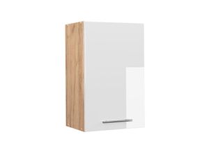 4066731161027 - Hängeschrank Küchenschrank Küchenmöbel Fame-Line Eiche Weiß modern 45 cm Küche Einbauküche Hängeschrank Drehtür Einlegeboden Küchenzeile Hochglanz