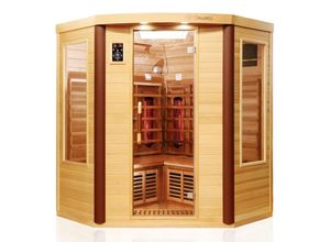 4251575100367 - Infrarotkabine Infrarotsauna Toronto inkl Vollspektrumstrahler für 1- 4 Personen - LED-Farblicht - Wärmekabine mit Radio Bluetooth 152 cm x 152 cm