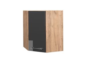 4066731146246 - Eckhängeschrank Küchenschrank Küchenmöbel Fame-Line Eiche Anthrazit modern 57 cm Küche Einbauküche Eckküche Hängeschrank Drehtür Einlegeboden Küchenzeile Hochglanz