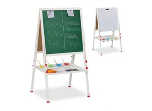 4052025475680 - Relaxdays Standtafel Kinder beidseitig magnetisch höhenverstellbar HBT 122x65x55 cm Whiteboard & Kreidetafel weiß