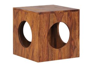 4250950229327 - Beistelltisch Sheesham Massivholz 35x35x35 cm Cube Wohnzimmertisch Design Aufbewahrungstisch modern Kleiner Holztisch in Würfel-Form Quadratischer