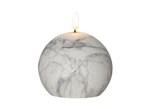 7391482057945 - Star Trading - Kerze Flamme Marble Stumpenkerze Kugelform Mamor-Design led Timer Warmweiß 12 cm