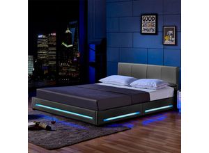 4058166246721 - Led Bett asteroid mit Matratze Farbe Dunkelgrau Größe 160 x 200 cm led Polsterbett Bett Bettgestellt - Home Deluxe