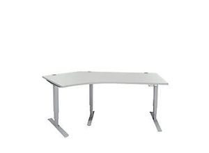4251898809176 - Genius Winkelschreibtisch AERO FLEX elektrisch höhenverstellbar 135° Winkel links B 2165 mm lichtgrau weißalu + Memorypanel