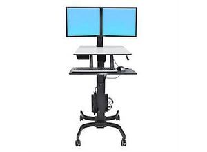 0698833015898 - ergotron® WorkFit-C Dual Steh-Sitz-Arbeitsplatz Arbeitsfläche höhenverstellbarer Duo-Monitorarm & Tastaturablage Kabelmanagement schwarz-grau