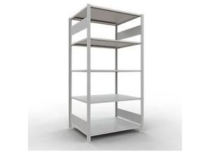 4004514293435 - Schulte Lagertechnik Fachbodenregal MULTIplus150 Steck-Grundregal B 1000 x T 800 x H 2000 mm 5 Ebenen bis 1300 kg lichtgrau