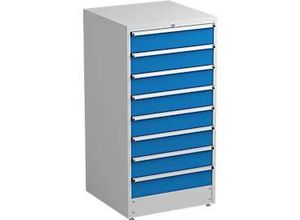 6416763094776 - Schubladenschrank Treston 9 Schubladen abschließbar B 715 x T 715 x H 1400 mm Stahl lichtgrau RAL 7035 blau RAL 5007 6416763094776 - Schubladenschrank Treston 9 Schubladen abschließbar B 715 x T 715 x H 1400 mm Stahl lichtgrau RAL 7035 blau RAL 5007