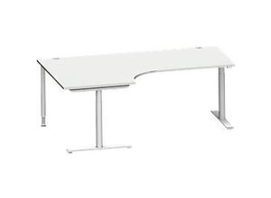4250510881439 - Genius Winkelschreibtisch MODENA FLEX 90° Ansatz links T-Fuß-Rundrohr B 2000 mm lichtgrau