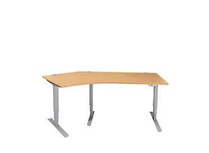 4251898809183 - Genius Winkelschreibtisch AERO FLEX elektrisch höhenverstellbar 135° Winkel links B 2165 mm Buche weißalu