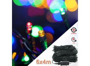 0763341670706 - 6x4m Lichterketten led Lichternetz IP44 Wasserdicht Lichterkette Vorhang mit 480 Bunt LEDs & Stecker Weihnachtsdeko Fairy Lights mit 8 Leuchtmodi