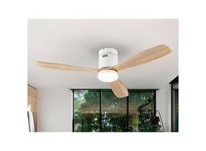 8435435332686 - Schuller Lighting - Schuller Siroco Ultraleiser Deckenventilator mit 6 Geschwindigkeiten mattweiß Holzflügel mit LED-Licht Fernbedienung Timer