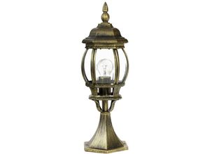 4251334734833 - Licht-erlebnisse - Kleine Sockel Steh Lampe für außen in Gold-Antik H505cm - Gold Antik