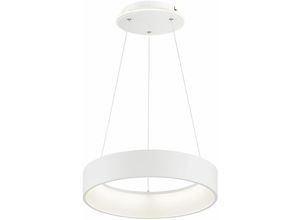 4003474393087 - Led Pendelleuchte dimmbar Hoehenverstellbar Esstischlampe hängend led Modern Hängelampe Ring weiß Metall 315W 2500Lm warmweiß DxH 45x150 cm Wofi