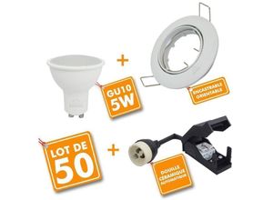 3700710811145 - Set aus 50 weiß orientierbaren Downlight mit GU10 LED 5W eq 40W Température de Couleur Blanc chaud 2700K